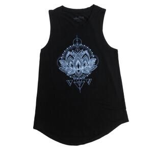 Miken Flow Black Lotus Yoga Tank Top Small Earthy Crunchy Granola Girl
